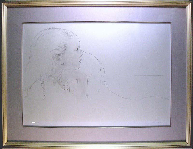 高山辰雄　海をのぞむ　1990年　絵画（リトグラフ）作品